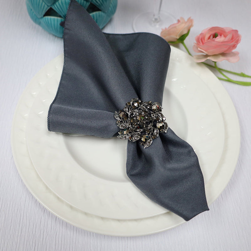 Polyester Dinner Napkins 17x17 Pewter/Charcoal