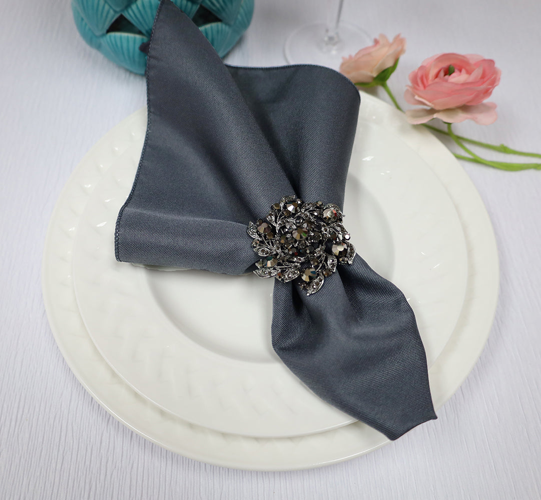 Polyester Dinner Napkins 17x17 Pewter/Charcoal