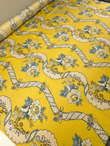 Silk Twill Yellow Floral Fabric