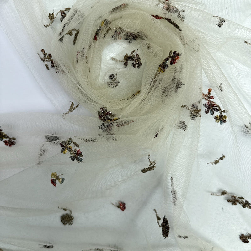 Floral Multicolour Polyamide Cotton Lurex Mesh