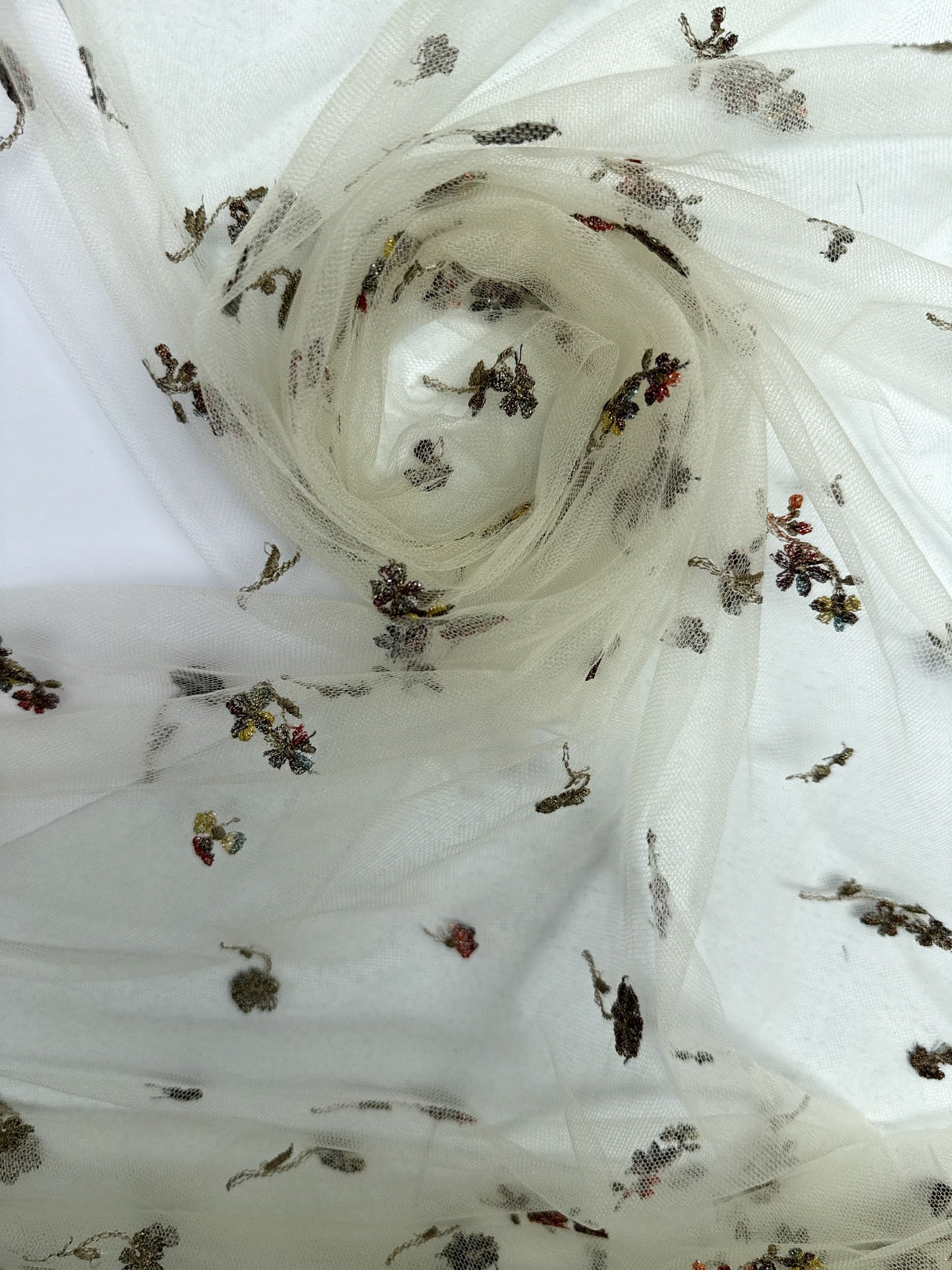 Floral Multicolour Polyamide Cotton Lurex Mesh