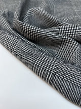 Wool Tweed Houndstooth Gray Checked