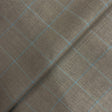 Taupe With Blue Windowpane 100 Percent Wool Fabric - Taupe, Blue Windowpane, 58/60" Width