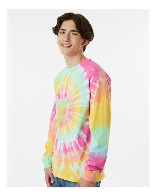 Multi-Color Spiral Tie-Dyed Long Sleeve T-Shirt