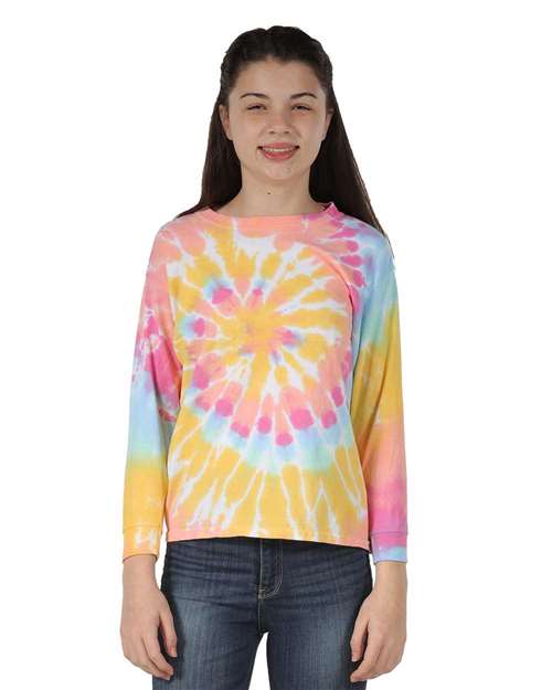 Youth Multi-Color Spiral Tie-Dyed Long Sleeve