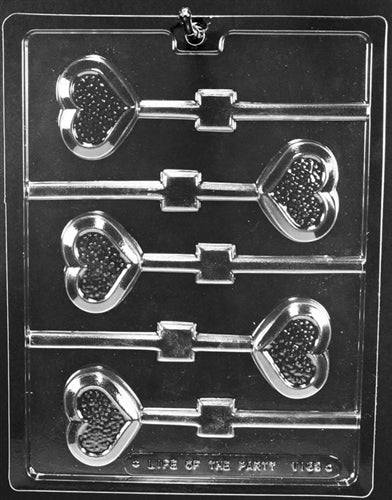 Small Textured Heart Lolly Chocolate Mold - LPV163