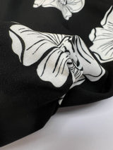 Viscose Printed Floral Fabric Black White