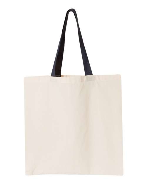 Contrast-Color Handle Cotton Tote Bag