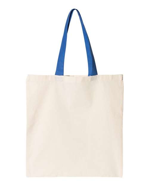 Contrast-Color Handle Cotton Tote Bag