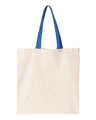 Contrast-Color Handle Cotton Tote Bag