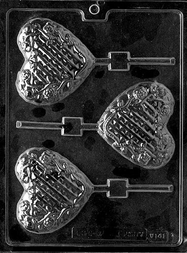 Lattice Heart with Roses Lolly Chocolate Mold - LPV141
