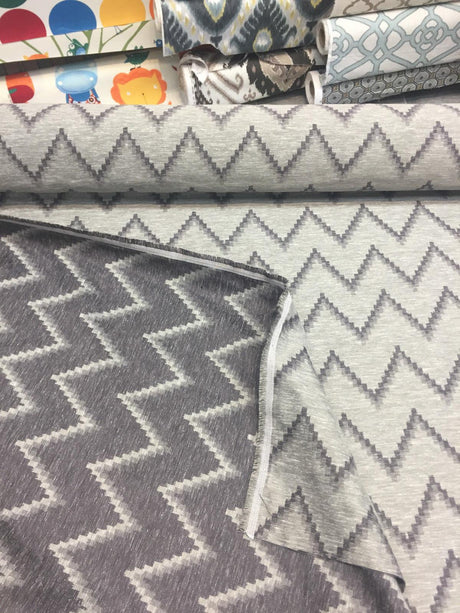 Pyramid Charcoal Cotton Polyester Fabric - Charcoal Pyramid Jacquard, 54" Width (1 Yard)