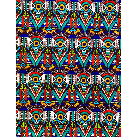 Nubia Sans Souci 100% Cotton Fabric - Multicolored African Print, 46" Width (Per Yard)