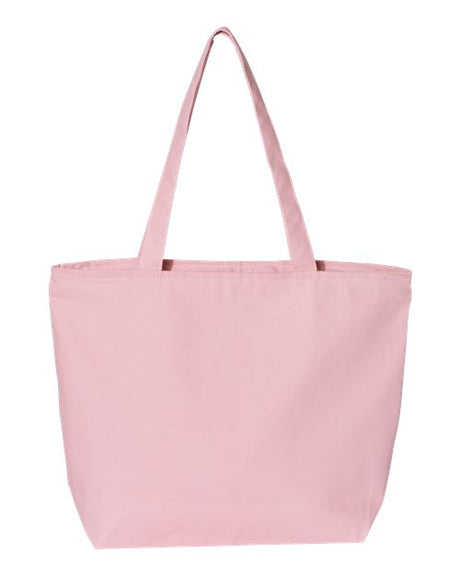 Q-Tees 25L Zippered Cotton Canvas Tote