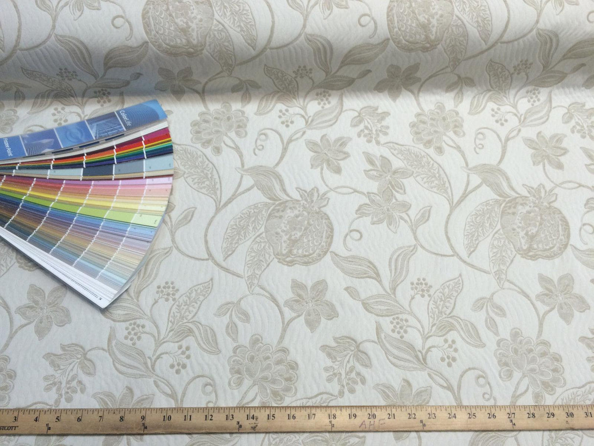 Interpretation Floral Reversible 100 Percent Italian Cotton Fabric - Alabaster Floral, 54" Width (1 Yard)
