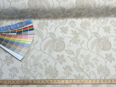 Interpretation Floral Reversible 100 Percent Italian Cotton Fabric - Alabaster Floral, 54" Width (1 Yard)