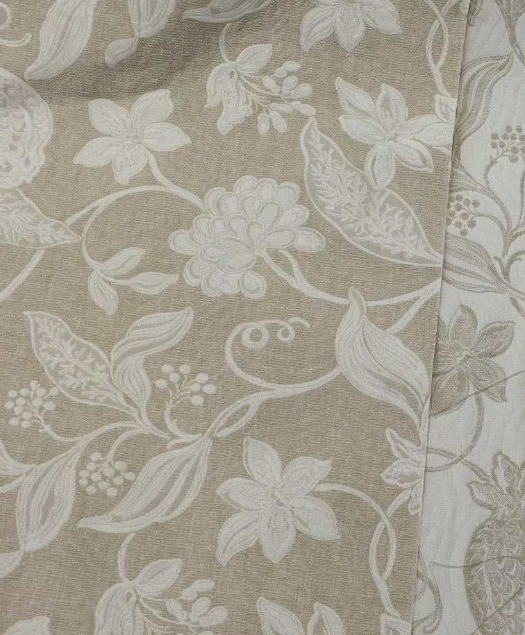 Interpretation Floral Reversible 100 Percent Italian Cotton Fabric - Alabaster Floral, 54" Width (1 Yard)