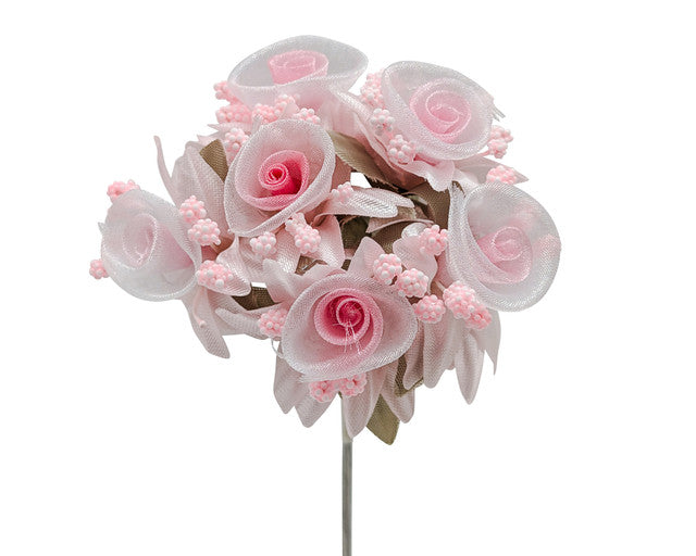 1.5" Pink Organza Silk Flowers - Pack of 72