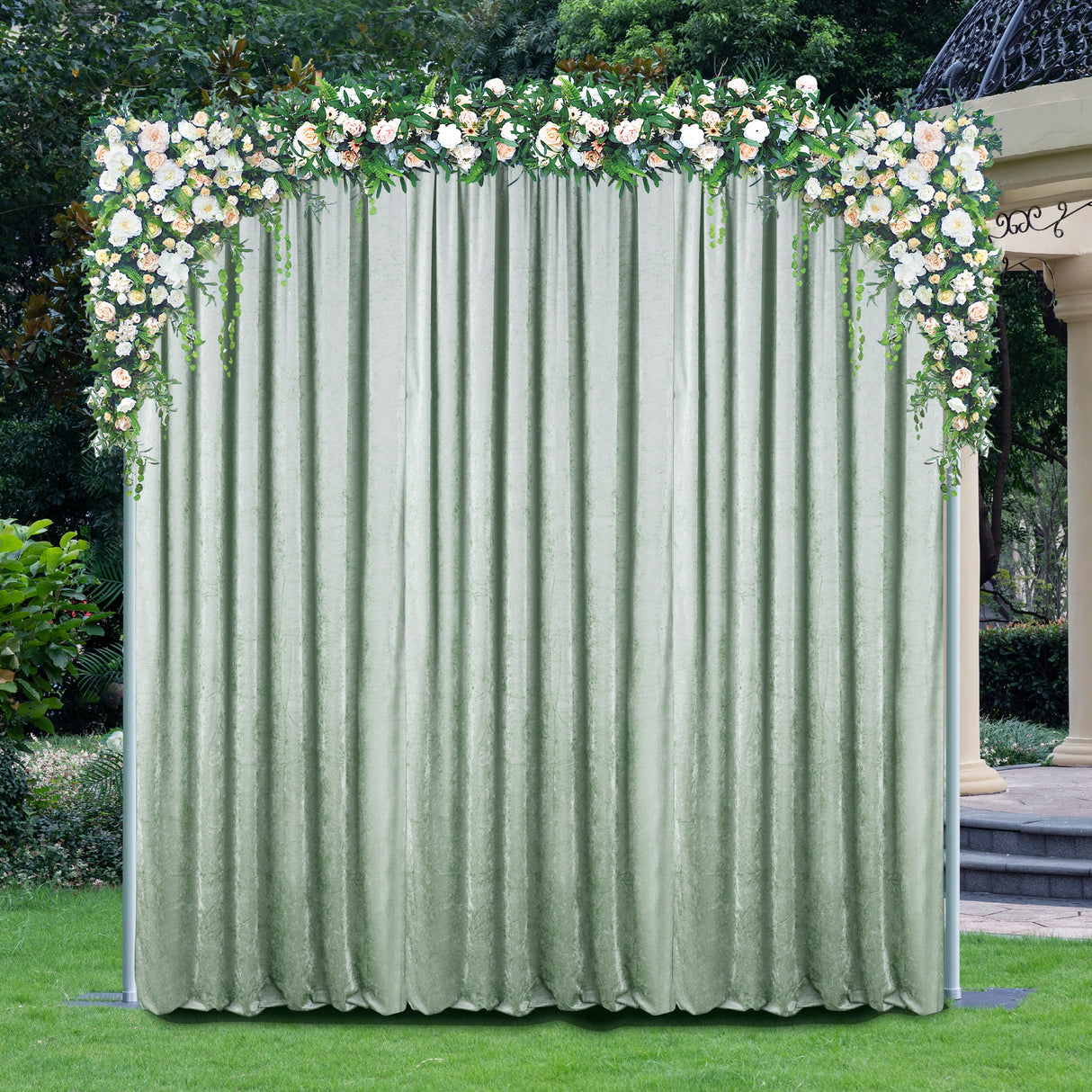 Velvet Backdrop Drape 10 ft x 57 in Dusty Sage