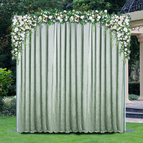 Velvet Backdrop Drape Panel 12 ft x 57 in Dusty Sage