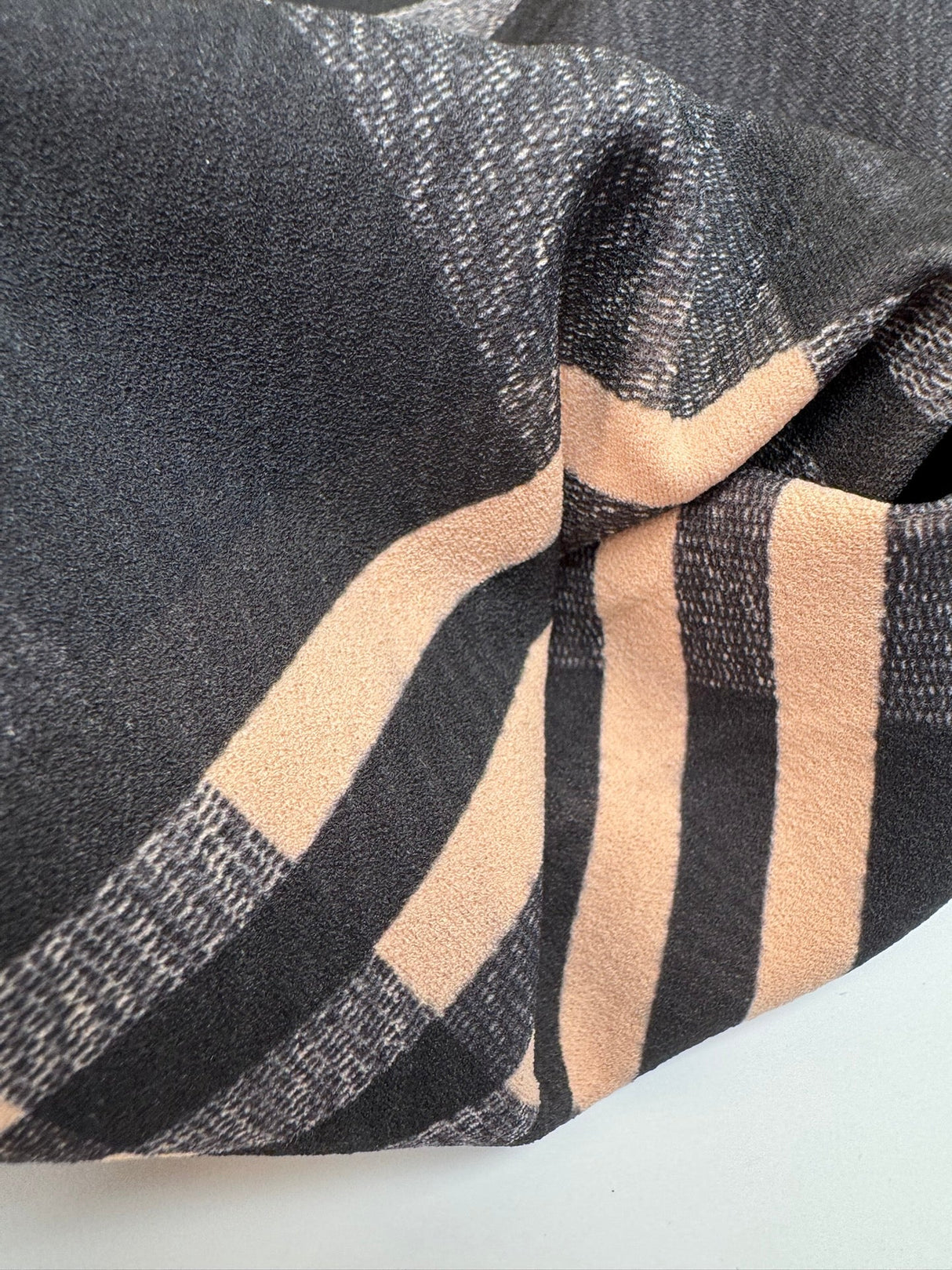 Italian Checked Knitted Fabric Blue Pink