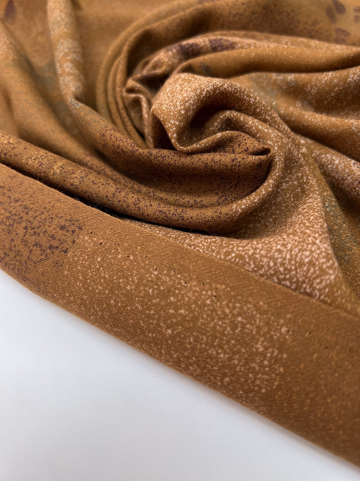 Printed Wool Fabric Brown Beige