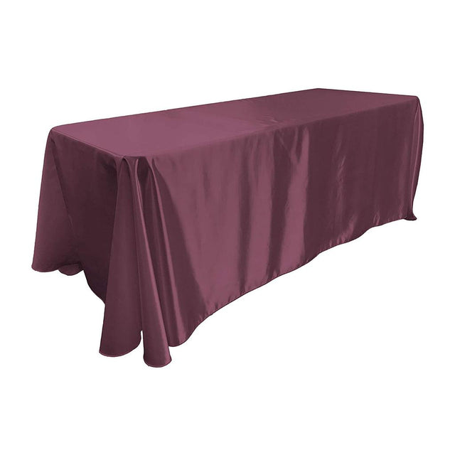 Eggplant Bridal Satin Rectangular Tablecloth 90 x 132″
