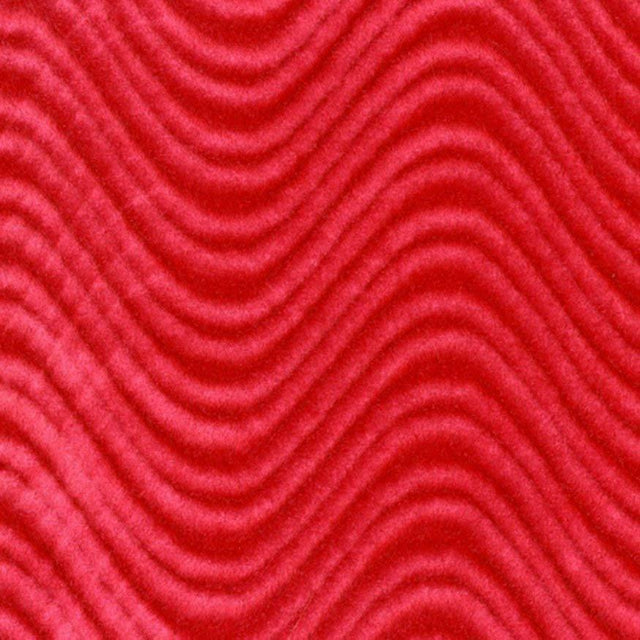 Red Wave Swirl Flocking Velvet Upholstery Fabric,