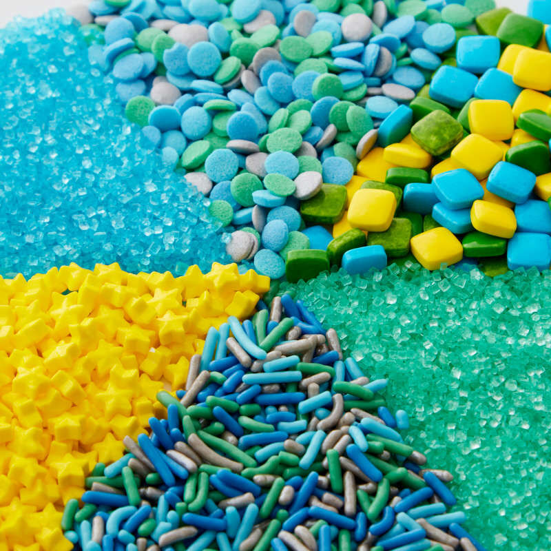 Wilton Blue, Yellow and Teal 6-Cell Sprinkle Mix, 6.77 oz.