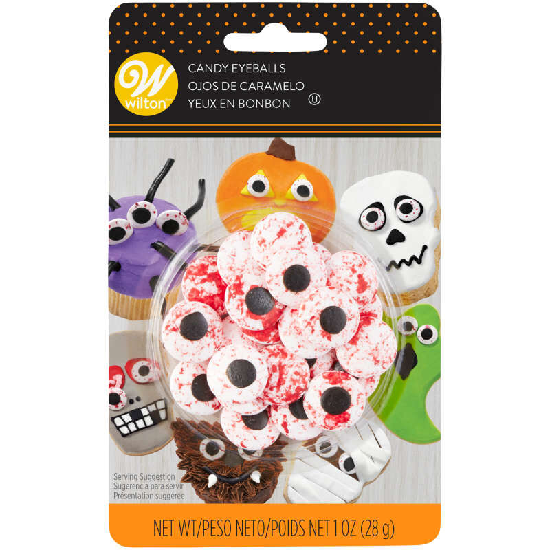 Wilton Bloody Candy Eyeballs, 1 oz. Bloodshot spooky red