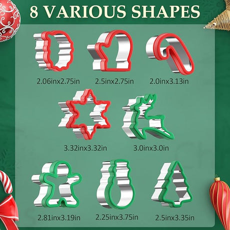 8-Piece Holiday Cookie Cutter Set – Christmas Shapes for Cookies, Fondant & Biscuits