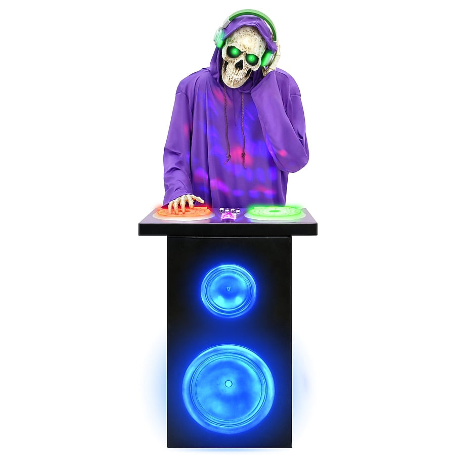 5.7 ft. Motion Activated Bluetooth DJ Skeleton Animatronic (Haunted Living)