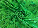 Koshibo Metallic Foil Print Polyester Fabric - Metallic Foil Print, 58/60" Width, Black, Fuchsia, Green (1 Yard)