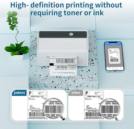 JADENS Bluetooth Thermal Label Printer -Wireless Shipping Label Printer for Small Business & Package, USPS, Etsy, Amazon, Compatible with iPhone, Windows, Android