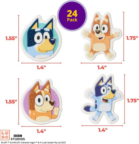 Bluey So Much Fun Rings, 72 Cupcake Decorations Featuring Bluey, Bingo, Bandit, and Chilli, 3D Food Safe Cake Toppers – 72 Pack
