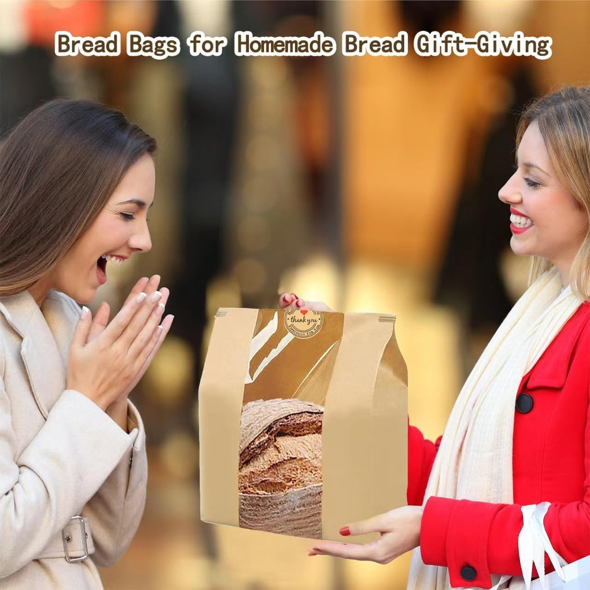 20 Paper Bread Bags for Homemade Bread (13.7x8.2x3.5 in), Sourdough Bread Bags with Window, Sourdough Storage Bread Bags for Bread Packaging
