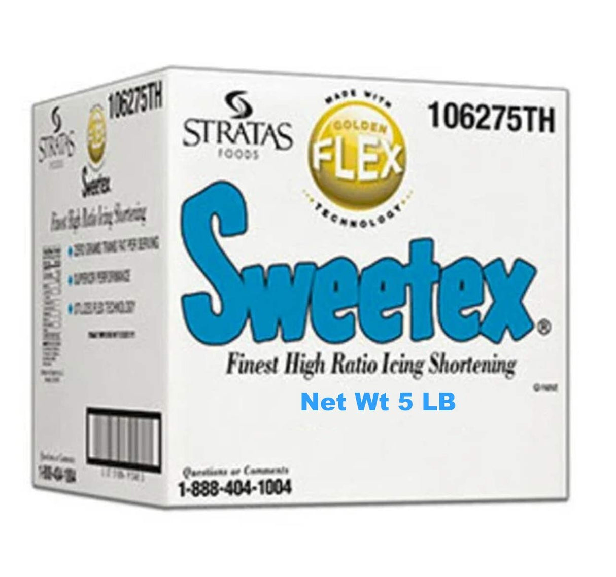 Sweetex 5 LB Golden Flex Icing Shortening High Ratio Smooth White Texture Trans Fat Free Base