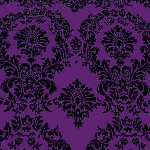 Purple Taffeta Flocking Damask Fabric,