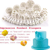 36-piece Flower Fondant Cutters Gum Paste Cookie Stamp Cake Decorating Tool Set - Daisy Leaf Butterfly Heart Plunger Cutter Seal DIY Handmade Clay Embosser Mini Mold Maker