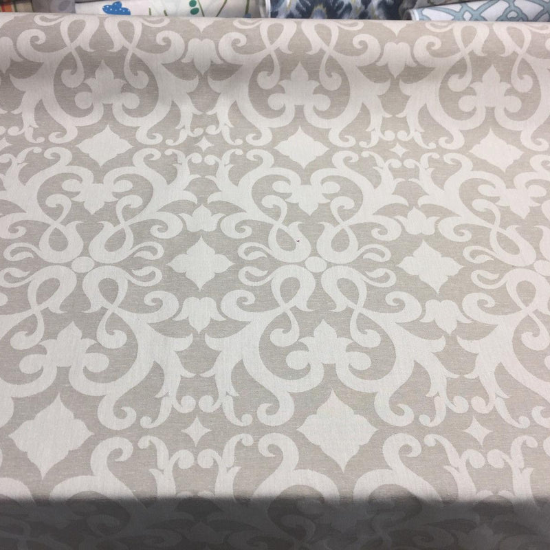 Damask Dark Beige Cotton Polyester Fabric - Damask Pattern, 58" Width (1 Yard)