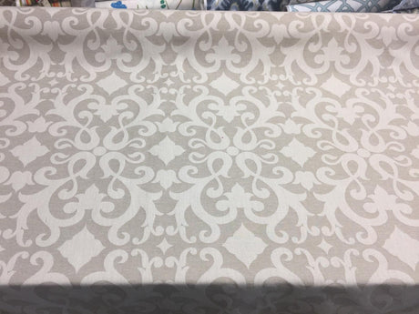 Damask Dark Beige Cotton Polyester Fabric - Damask Pattern, 58" Width (1 Yard)