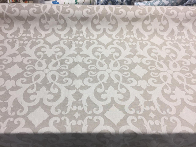 Damask Dark Beige Cotton Polyester Fabric - Damask Pattern, 58" Width (1 Yard)