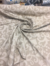 Damask Dark Beige Cotton Polyester Fabric - Damask Pattern, 58" Width (1 Yard)