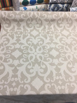 Damask Dark Beige Cotton Polyester Fabric - Damask Pattern, 58" Width (1 Yard)