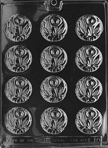 Round Flower Mints Chocolate Mold - LPF010