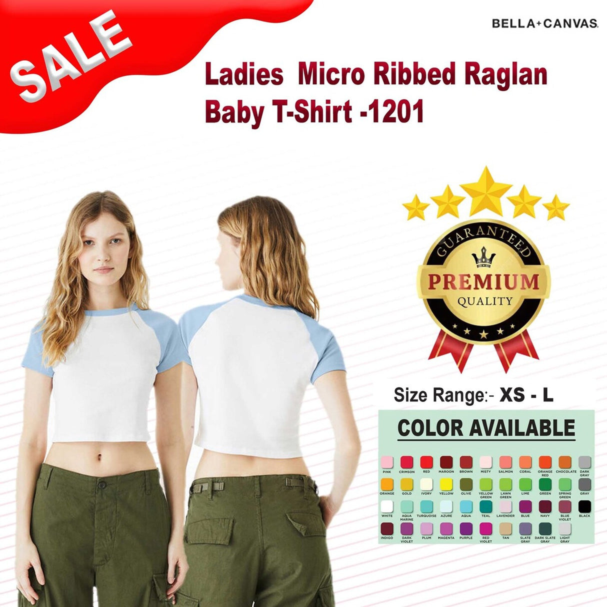 BELLA + CANVAS® Ladies Micro Ribbed Raglan Short Sleeve Baby T Shirt