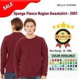 BELLA + CANVAS® Sponge Fleece Raglan Long Sleeve Crewneck Sweatshirt
