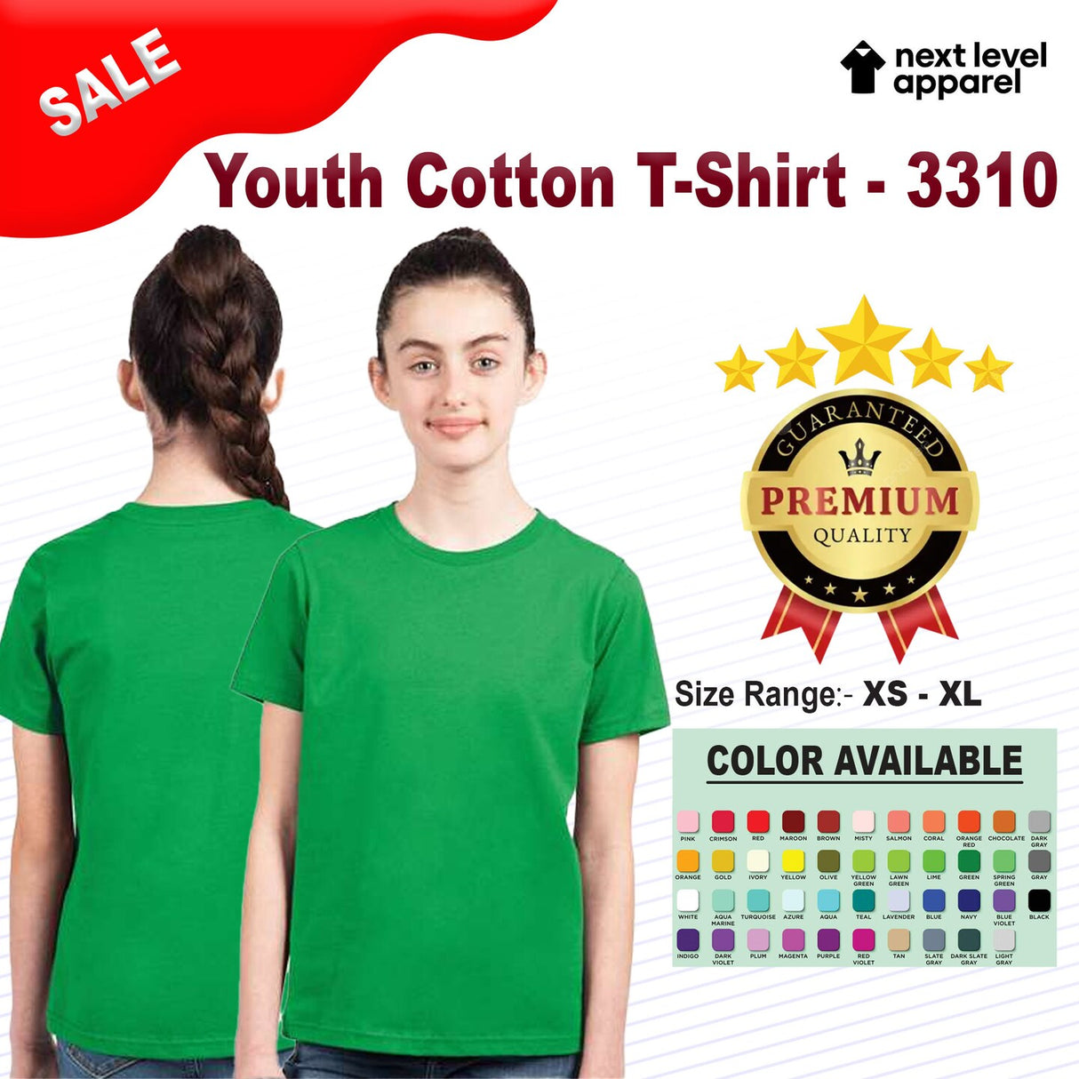 Next Level® Youth Cotton Crewneck Short Sleeve T-Shirt