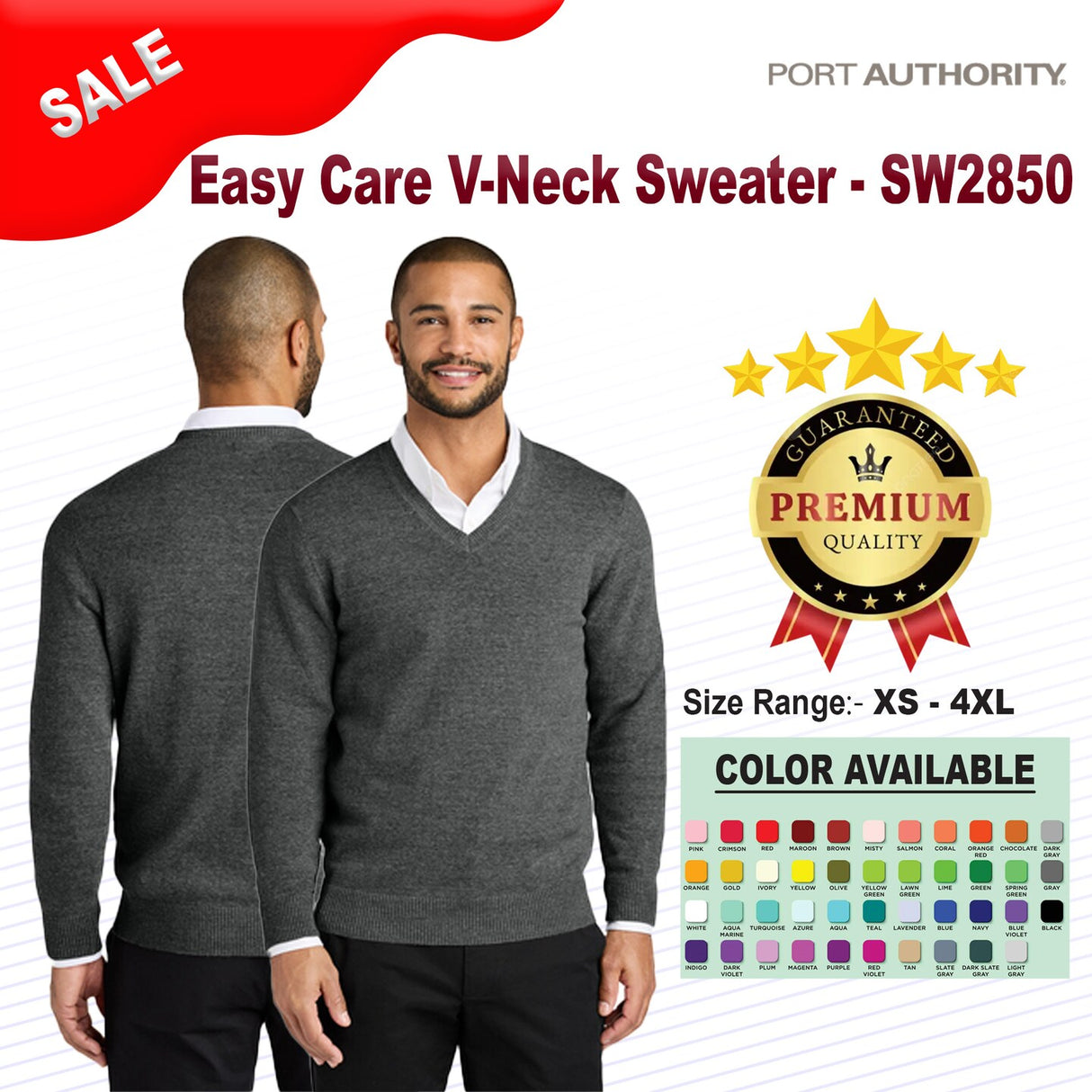 Port Authority® Easy Care V-Neck Sweater