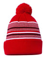 12" Striped Pom-Pom Cuffed Beanie